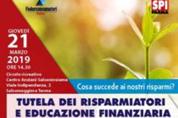 "Tutela dei risparmiatori e educazione finanziaria", nuovi appuntamenti a Salsomaggiore e Trecasali