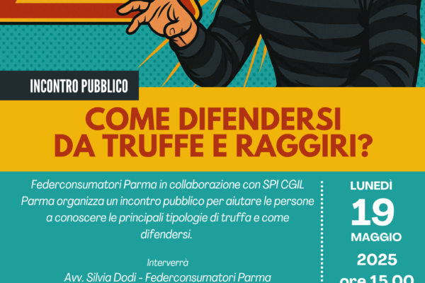 COME DIFENDERSI DA TRUFFE E RAGGIRI: il 19 maggio incontro pubblico