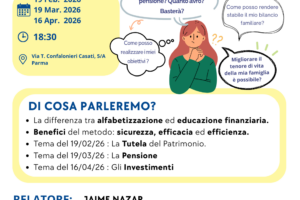 “EDUCAZIONE FINANZIARIA: norma, metodo, progetto”, tre appuntamenti promossi da Federconsumatori Parma in collaborazione con AEPF e SPI CGIL Parma