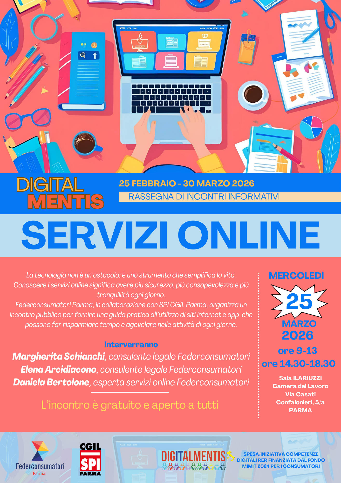 Al momento stai visualizzando DigitalMentis, SERVIZI ONLINE: il 25 marzo due nuovi appuntamenti della rassegna promossa da Federconsumatori Parma