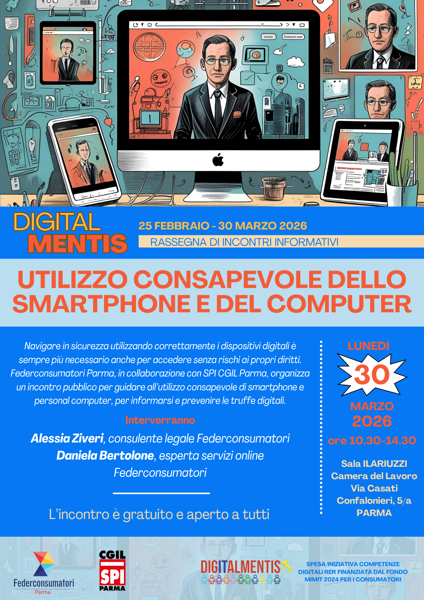 Al momento stai visualizzando UTILIZZO CONSAPEVOLE DELLO SMARTPHONE E DEL COMPUTER, il 30 marzo ultimo appuntamento della rassegna 2026 “DigitalMentis”