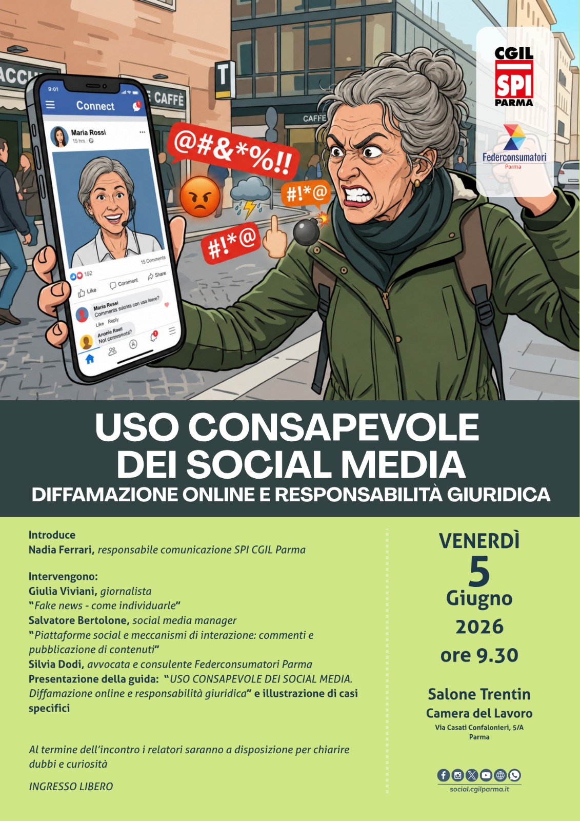 Al momento stai visualizzando Uso consapevole dei social media, il corso di Federconsumatori Parma e SPI CGIL