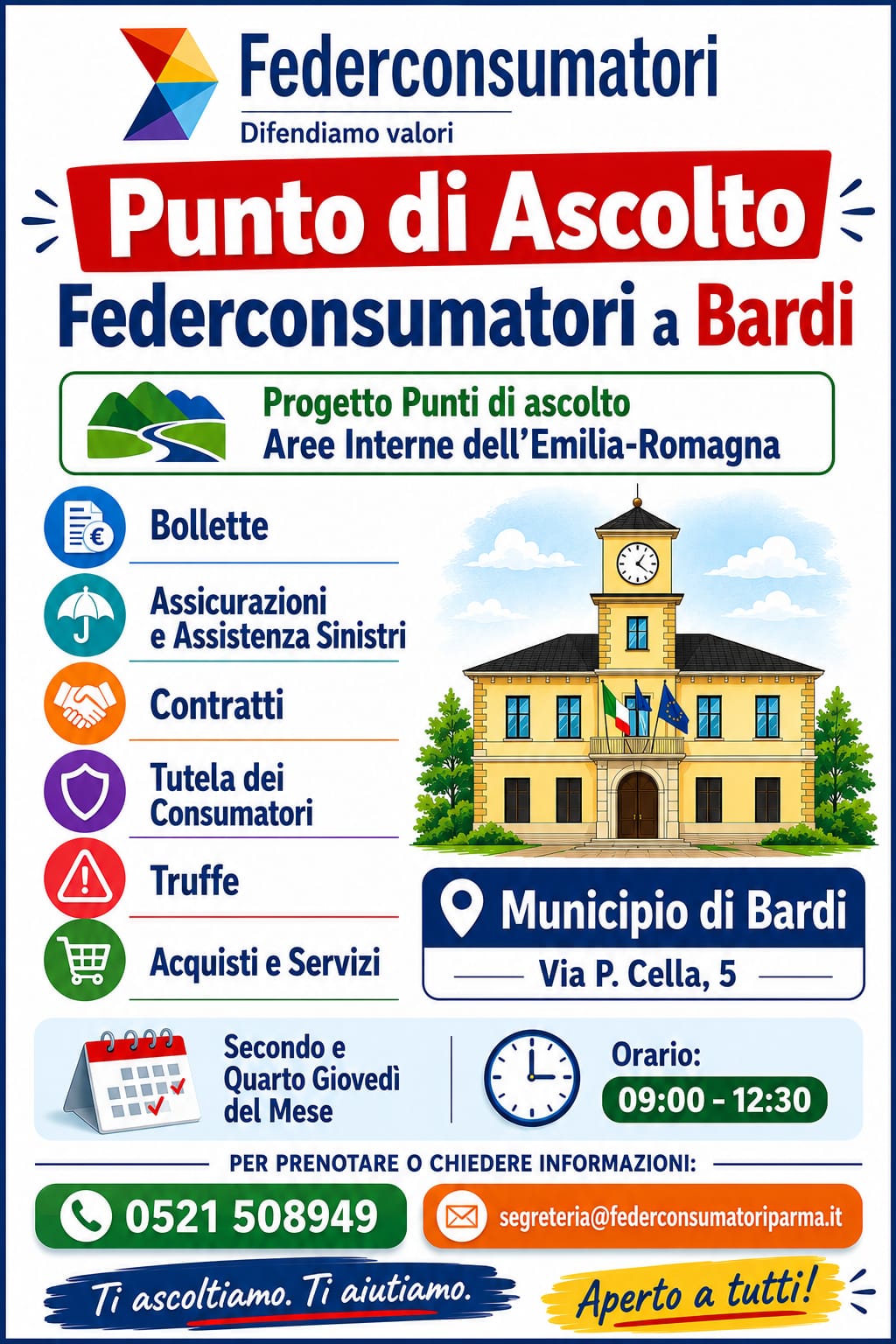 Al momento stai visualizzando A BARDI UN PUNTO DI ASCOLTO FEDERCONSUMATORI PRESSO IL MUNICIPIO